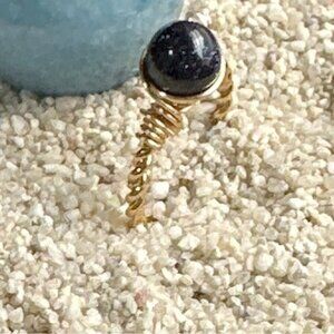 blue sandstone Victorian style gem ring